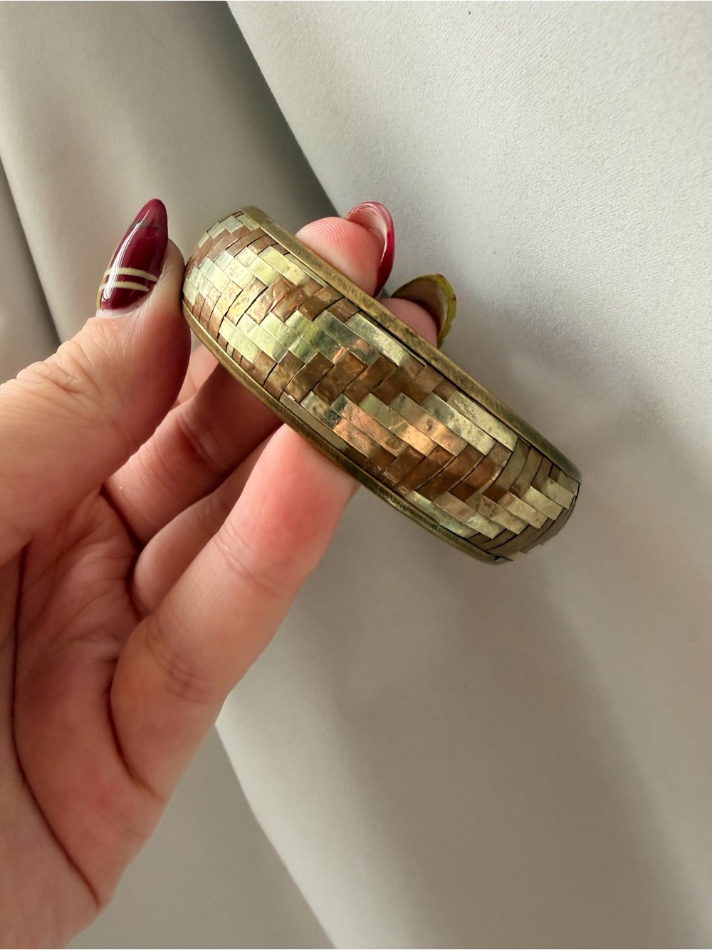 Woven Metal Gold-Tone Bangle Bracelet